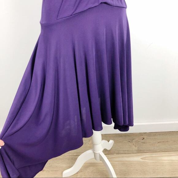YIGAL AZROUEL purple rayon draped mini Pleated Dress Sz 1 - Picture 15 of 16